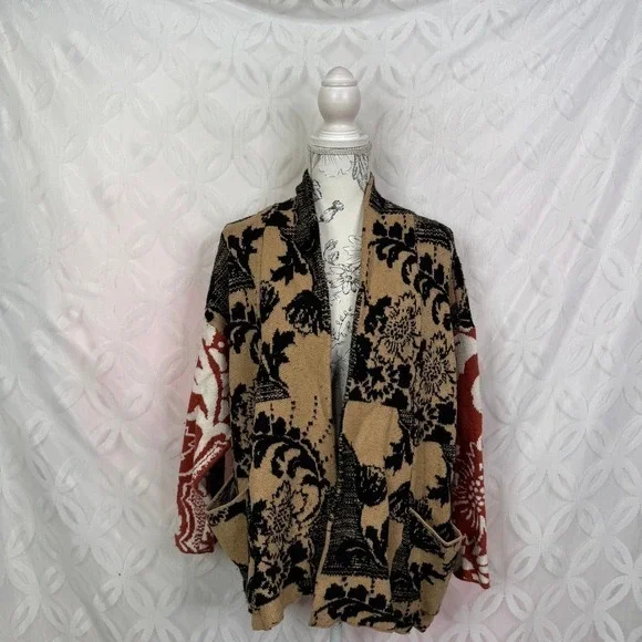 Anthropologie Lola Cocoon Cardigan Contrast Floral Sweater Size XS/S - Picture 5 of 13